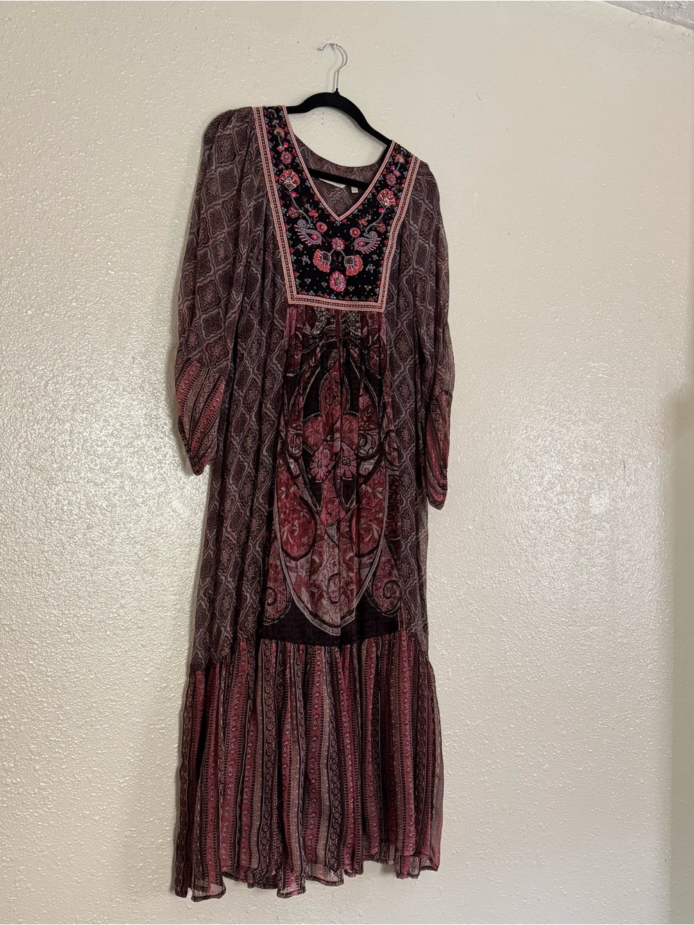 Soft Surroundings Embroidered Dark Paisley Boho Maxi Dress - Picture 8 of 9
